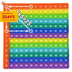 7.9in(20cm) 12x12 Multiplication Pr actice Quick Push Pop Games Sil icone Math Toys Manipulative Stationery School Supplies Fidget Pop Toys for Kids