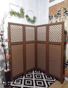 ( COD )Sketsel Partisi Penyekat ruangan portable rotan sintetis 4 daun pintu