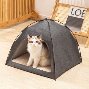 Pet Tent Bed Cats House Warm Cushions Furniture Sofa Basket Beds Winter Clamshell Kitten Tents
