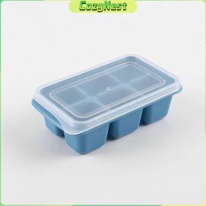 C.N. 6 Grids Ice Cube Mold with Lid Square Tray for Ice Cream Whiskey Cocktail Cold Drink Soft bottom