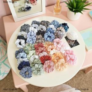 [COD] Man YingLie 5Pcs Polka Dot Hair Ties Elegant Cute Fabric Scrunchies With Flower Prints Sweet Floral Dot Hair Bands Academy Style For Ages