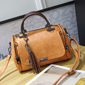 BG036 Elegant Classic Brown PU Leather Crossbody Satchel Bag for Women