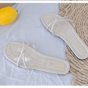 IELGY Womens Shoes 2024 New Transparent Bow Sandals Summer Flat Bottom Simple
