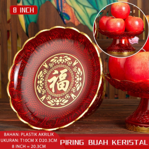 Piring Buah Sembahyang Kristal Pakai Kaki Altar Buddha Aesthetic Piring Hidangan Crystal Plastik