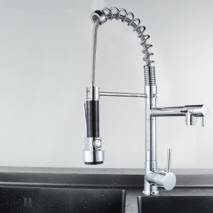 Kitchen Faucet Basin Sink Faucet Stainless Steel 3 Handles Mixing Faucet With Pull Out Sink Tap Spray Hose Hot Cold Water Mixer Brass Kitchen Water Tap