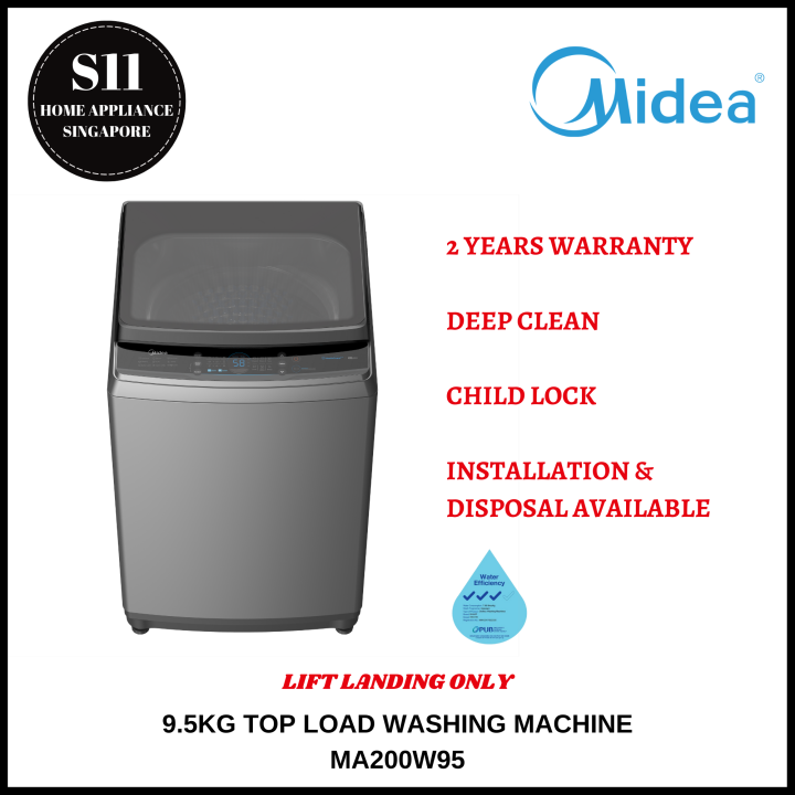 MIDEA MA200W95 9.5KG TOP LOAD WASHING MACHINE 2 YEARS WARRANTY