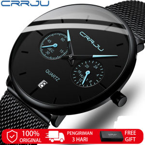 CRRJU Jam Tangan Pria Sangat Tipis 100% Original Korea Fashion Cowok Kado Ulang Tahun Jam Anti Air Quartz Laki Arloji Tahan 2162