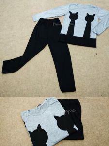 FEMMESHOPA - PIYAMA WANITA / BAJU TIDUR MURAH / BAJU TIDUR TERBARU - FN ST BLACK CAT