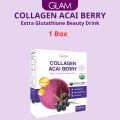 GLAM Collagen Acai Berry Extra Glutathione Beauty Drink Brighten Skin Antioxidant Nourish Brazil. 