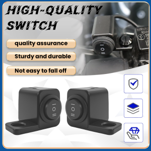 Motorcycle Single Button 3‑Position Handlebar Switch O‑I‑II Auxiliary Light Control Switch With Mounting Tab for 22mm Handlebar