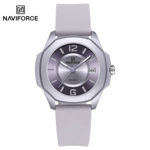 NAVIFORCE Original Women Lady Watch Quartz Calendar Watch Silicone Strap Round 50m Waterproof Luminous Pointer Women Girl Student Fashion Accessories Watch NF7107