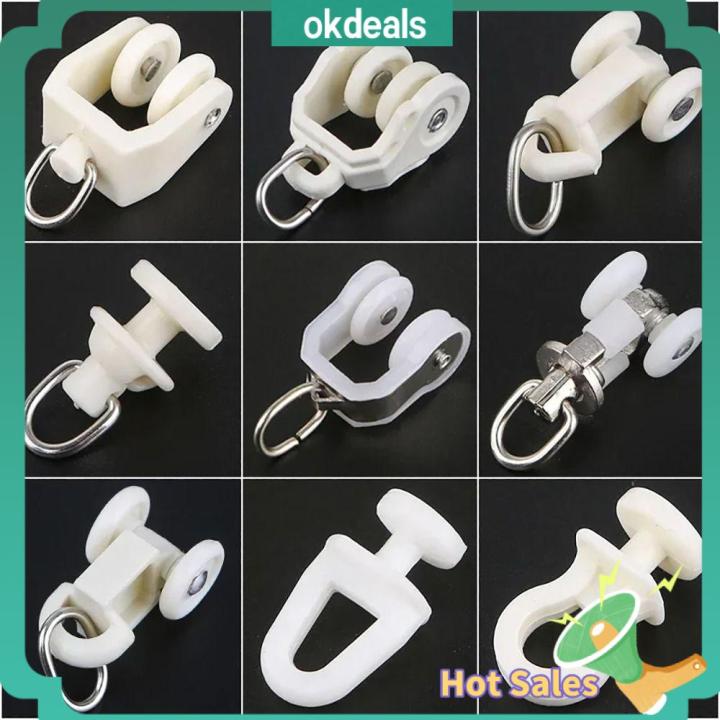 OKDEALS 10Pcs Thanh trượt vòng móc rèm cửa Thanh ray bánh xe rèm Đồ kim ...