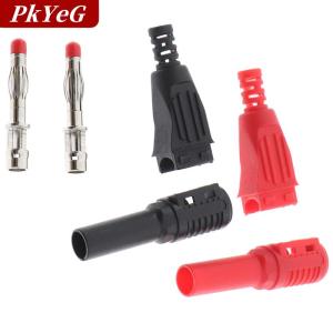 [COD] PkYeG 2PCS RED + Black 4mm MALE Right Angle ฉนวนกันความร้อน Banana plug มัลติมิเตอร์ทดสอบ
