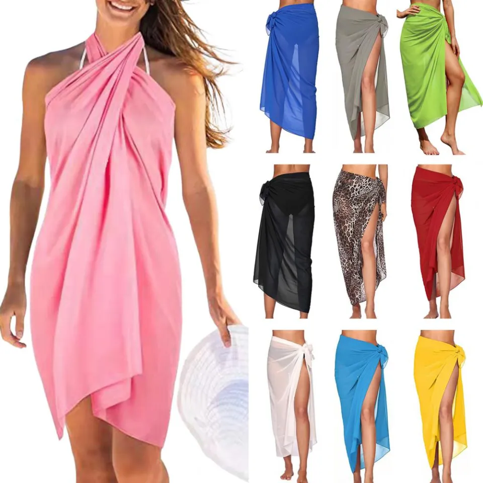 Women Long Sarongs Swimsuit Cover-ups Beach Bikini Wrap Sheer Skirt Chiffon  Scarf Cover Ups for Swimwear Holiday Skirts - AliExpress