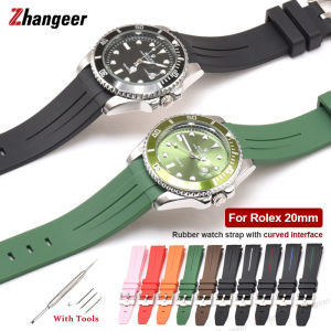 Zhangeer High Quality Silicone Strap 20mm 21mm 22mm For Rolex GMT Ghost King Ancon Replacement Soft Rubber Waterproof Sport Watch Band Couple Wristwatch Bracelet With Tools