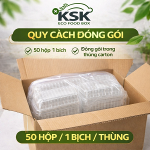 Hộp Nhựa Chữ Nhật Cao Có Nắp Gài H126 – Nhựa PET Dày Đựng Bánh Trái Cây Rau Câu (Block 50-100 Cái)