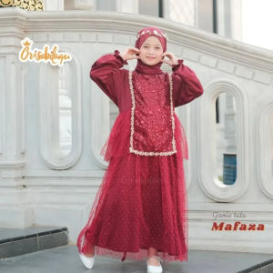 Mafaza Dress Gamis Wanita anak Terbaru 2025 Elegan Gamis anak Kekinian Viral Gamis Modern Lebaran Mewah Dress Muslimah Model Baru setelan gamis anak remaja muslimah lebaran terbaru trendy kekinian 2025