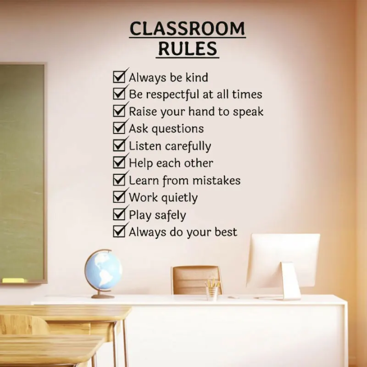 Read Rules Sticker Classroom Rules Words Study Room School Wall Sticker Vinyl Home Decor ...