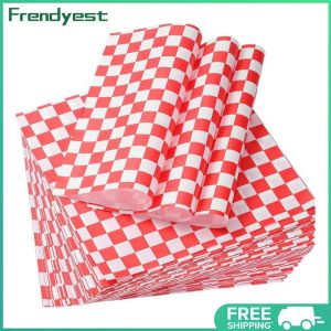 COD [Free Shipping] 500 Pieces Red Checkered Wax Paper Sheets 30x30cm for Bakery Sandwich and Burger Wrapping Kitchen Supplies