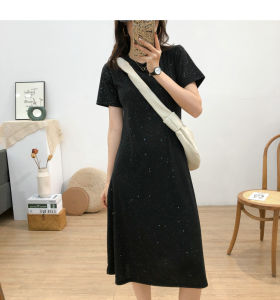 QXshop เดรสคอกลมสีพื้น❄️วิ๋งวิ้งวิบวับวิบวับ💦สวยน่ารักมากใส่แล้วดูดีสุดๆไม่เหมือนใครที่ไหนต้องหามาใส่แล้ว☀️