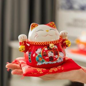 Hũ tiết kiệm mèo thần tài kèm thảm Maneki Neko mèo vẫy tài lộctrang trí nhà cửatặng khai trương-Life Style 4U