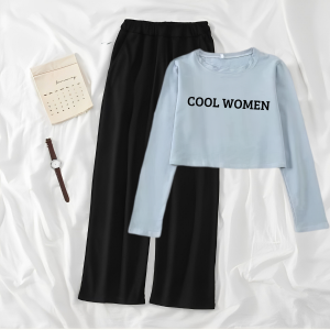 JOY Setelan Sweater Crop Oversized Dan Celana Kulot Cool Women