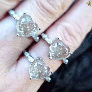 Collection Grade Natural Libyan Desert Glass Meteorite Heart Titanium Adjustable Rings