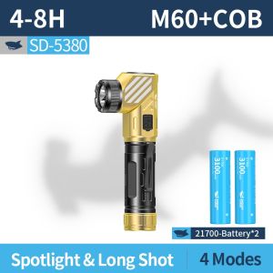 SMILING SHARK LED Torch Light COB Magnetic Work Light 90°Rotatable Light 4Mode Type-c Rechargeable Flashlight Waterproof Outdoor Working lighting SD5380