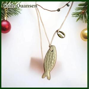 Caile Ocean Series White Minimalist Fish Fish Bone Conch Shell Pendant DIY Necklace Accessories Gift For Women