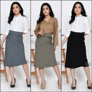 Rok Kerja a line mewah Pendek Kantor Pendek sedengkul Wanita Flare Skirt Premium Quality