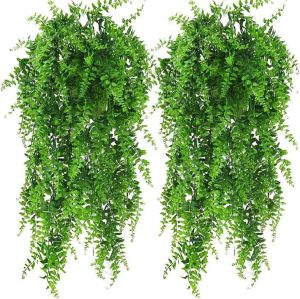 Artificial Hanging Plants 76cm Persian Fern Leaves Vines Plastic Fake Plants Wedding Party Wall Balcony Decoration