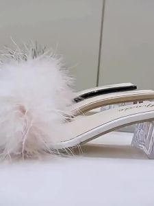 [Free Shipping] WomenS Summer Outdoor Slippers 2025 New Style Chunky Heel One-Strap Crystal High-Heel Sandals