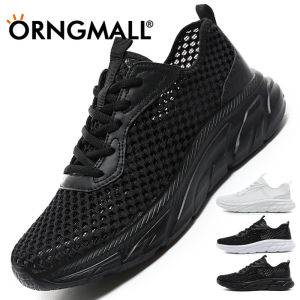 ORNGMALL Giày lưới cho nam giới Giày thể thao đơn giản chất lượng cao giày ren-up màu đen tập thể dục thời trang giản dị ánh sáng đi bộ Giày Chạy Bộ thích hợp cho cuộc sống hàng ngày và thể thao người đàn ông Sneakers cỡ lỡn 39-49