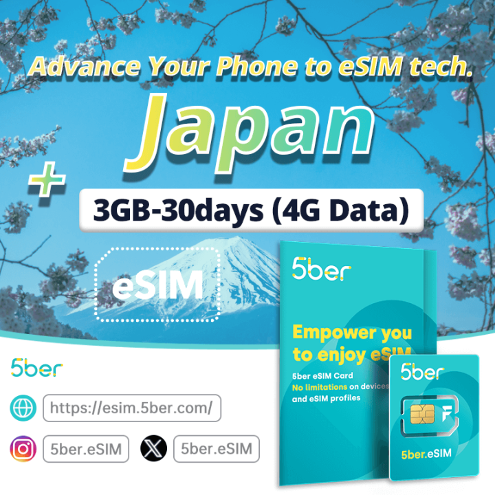 5ber eSIM Card + Japan eSIM 3GB 30Days| Advance Your Phone to eSIM Tech ...