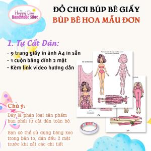 Búp Bê Giấy - Cô gái búp bê giấy hoa mẫu đơn - Búp bê Giấy thay đồ - Đồ Chơi Giấy Tự Làm Cho Bé - Đồ Chơi Sáng Tạo Cho Bé