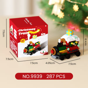 Mini Brick Kereta Natal DIY Mainan Hadiah 6in1 Santa Claus Pohon Natal Mini Block Bangunan Christmas Train