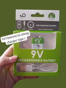 S13  BATERAI CAS KOTAK ISI ULANG 9V 9 V CHARGER USB TIPE TYPE C ISI ULANG BATERE BATERRY BATBATER Y