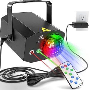 CHUAN LED DJ Disco Ball Lights Colorful 32 Pattern Stage Strobe Lights Portable Sound Activation  Projector Lights for Dance Party