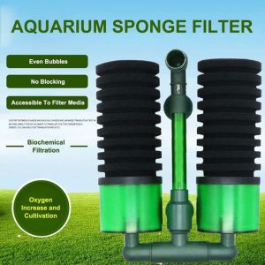 FANGAN QS-100A QS-200A ทำความสะอาด ดับเบิ้ลเฮด สำหรับน้ำจืด/น้ำเค็ม ฟองน้ำ อุปกรณ์ตู้ปลา ตัวกรองโฟม ตัวกรองฟองน้ำ การกรอง พิพิธภัณฑ์สัตว์น้ำ