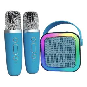Karaoke Machine for Children Adults with Wireless Microphones Portable Bluetooth-compatible Speakers with LED Lights