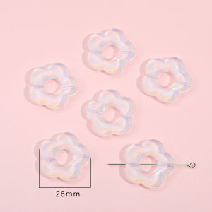 20g Acrylic Exquisite Blue Rainbow Foil Inside Beads Flower Star Rose Heart Beads Charm for DIY Jewelry Craft Making Accessories