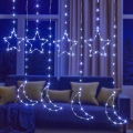 valentines day gift led light curtain decoration for window christmas tree diwali deepavali Valentine decoration fairy light strip led lights for bedroom moon star snowman bell angel deer flash lamp 8 work modes with 220V EU plug. 