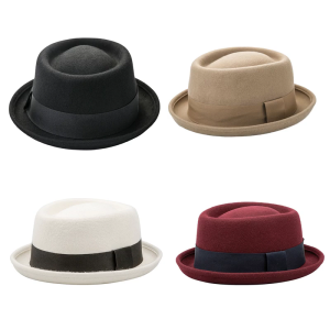 Elegant Ribbon Belt Jazzy Hat for Formal Event All Matching Fedoras Hat Stage Performers Hat Winter Warm Men’s Wool Hat