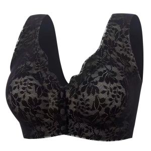 Jingqi Womens Plus Size Front Closure Lace Jacquard Bra Comfortable Fit Full Support Daily Wear Lingerie