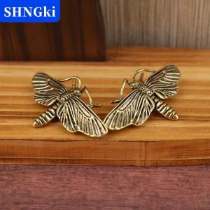 SHNGki 1 3pcs Brass Moth điêu khắc côn trùng bức tượng cho bàn trang trí nội thất cổ điển collecton nghiên cứu phòng & kệ sách trang trí