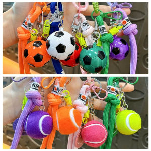 NOVAWEAR Hanging Rope Tennis Keychain School Bag Decor Sports Tennis Football Couple Backpack Pendant Korean Y2K Acrylic Flocking Football Soccer Key Ring Men Women