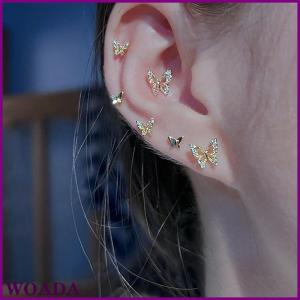 WOADA 6Pcs set Simple Stud Earring Set For Women Butterfly Zircon Earrings Girl Party Wedding Engagement Jewelry Accessories
