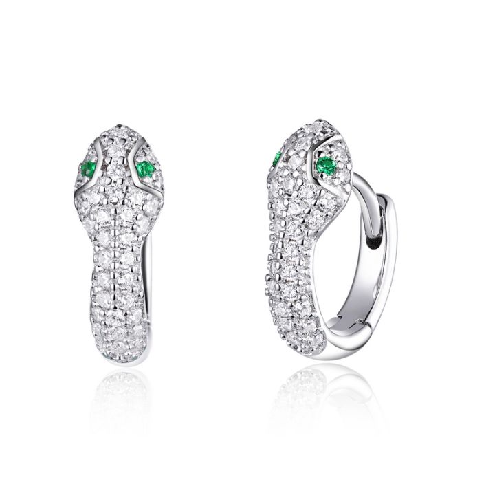 WOSTU Authentic 925 Sterling Silver Luxury Brand Snake Hoop Earrings for Women Wedding Engagement Statement Jewelry ZBSCE922
