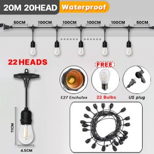 LED String Light Outdoor Waterproof Decorative Lights Fairy Light Patio Party Garden Light E27 Bulb Decoration Lighting