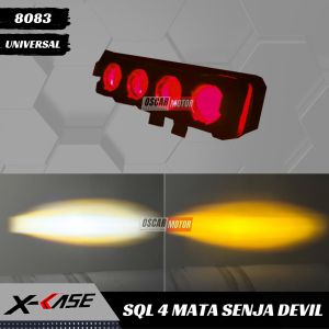 Lampu Tembak Sorot SQL 4 Mata Plus Devil Samping Demon Eye Hi Low Putih Kuning Motor Universal Mobil